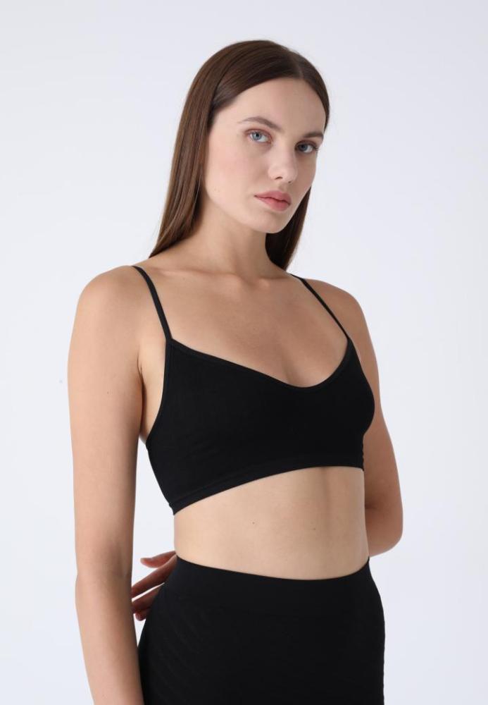 Bustieră Lejeră cu Bretele Subtiri – Fără Push-up,Culoare Negru,Engros